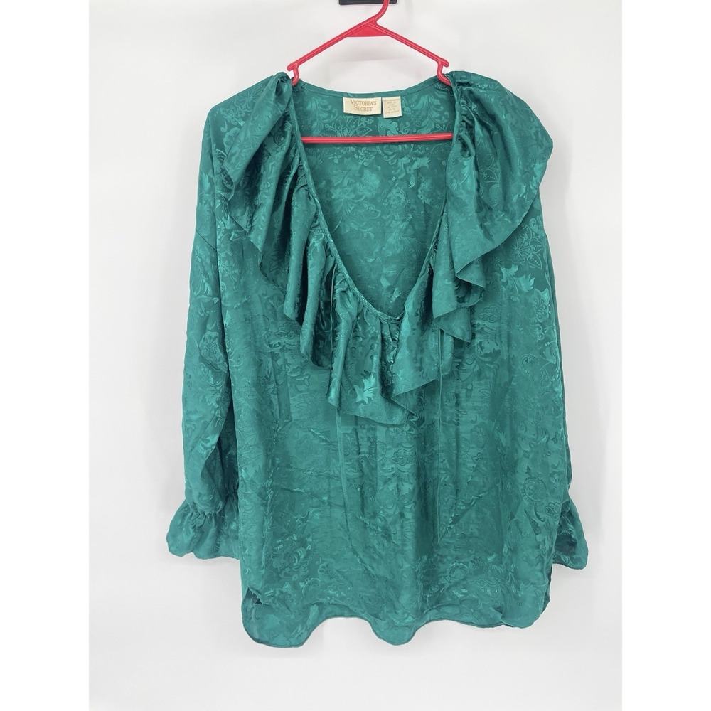 Victorias Secret P/S Small Vintage Green Ruffle‎ Babydoll Gown